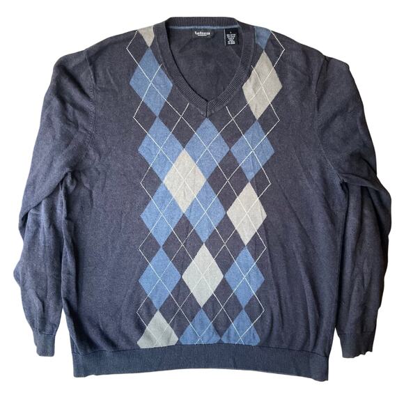Van Heusen Men’s Long Sleeve V-neck Knit Sweater size L, Blue - Picture 1 of 8